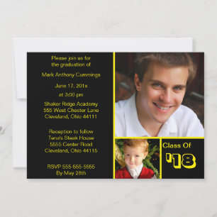 Photo Blocks Graduation Invitation (Black)