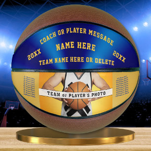 Photo Blue and Gold Personalised Basketball Ball