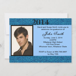 Photo Blue Glitter Graduation Invitation