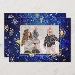 Photo Blue Gold Snowflake Christmas Xmas Holiday