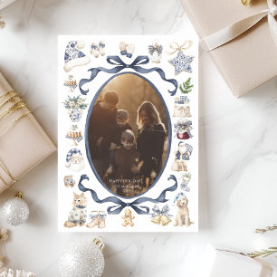 Photo Blue Nutcracker Christmas Holiday Card