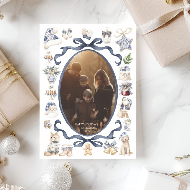 Photo Blue Nutcracker Christmas Holiday Card (Creator Uploaded)