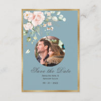 Photo Blue Pink Floral Watercolor Wedding