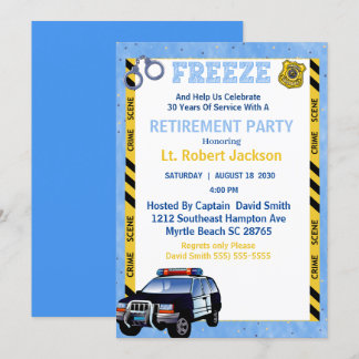 Photo Blue Police Officer Retirement Party Invitation
