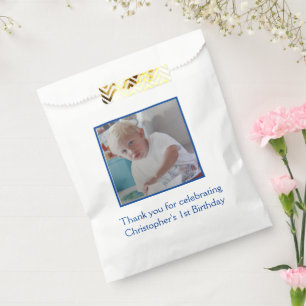 Photo Blue White Birthday Favour Bag