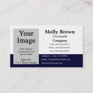 Photo Blue White Blank Business Card Template