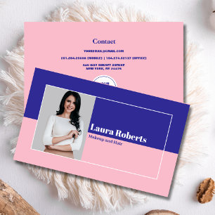 Photo Blush Pink and Green  Minimalistic Retro Business Card