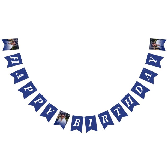 Photo Blush Pink Gradient Happy Birthday Bunting (All)