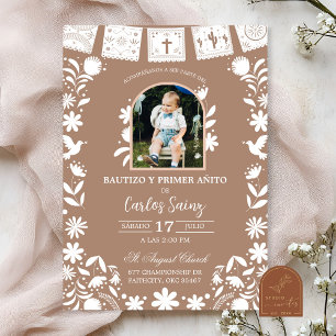 Photo Boho Brown Cielito Lindo Baptism Invitation