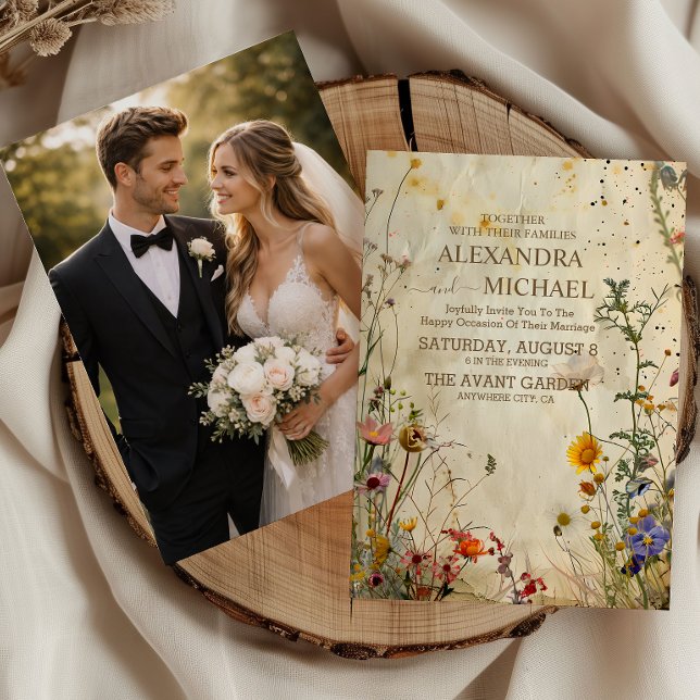 Photo Boho Fall Wildflower Wedding Invitation (Creator Uploaded)