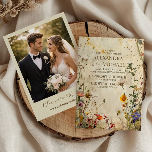 Photo Boho Fall Wildflower Wedding Invitation (Creator Uploaded)