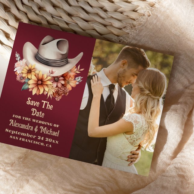 Photo Boho Floral Western Wedding Save The Date (Creator Uploaded)