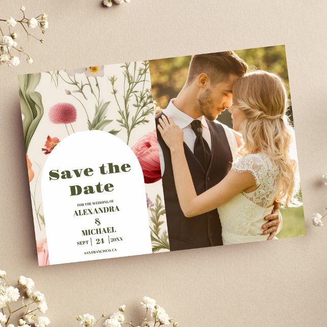 Photo Boho Wildflower Botanical Wedding Save The Date (Creator Uploaded)