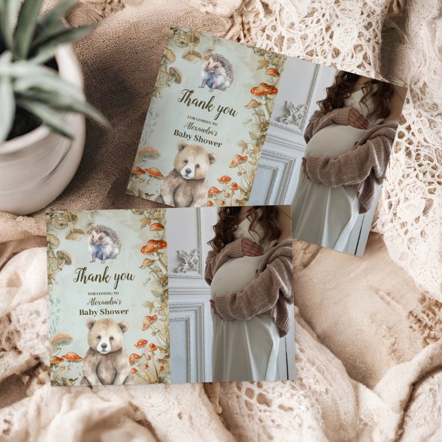 Photo Boho Woodland Baby Shower Thank You Card (Creator Uploaded)