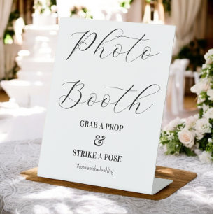 Photo Booth Black White Wedding Pedestal Sign