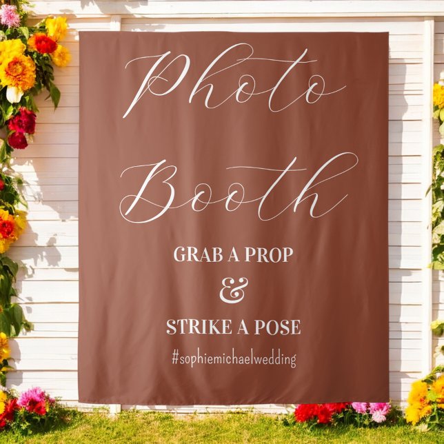 Photo Booth Brown Terracotta Wedding  Tapestry (Creator Uploaded)