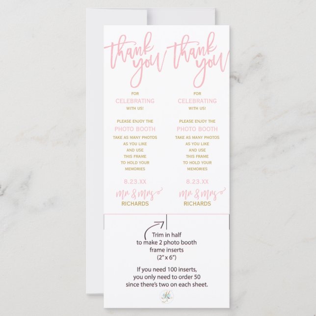 Photo Booth Frame Inserts | Brush (Pink & Gold ) (Front)