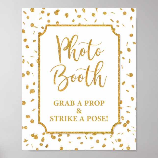 Photo Booth Grab a Prop Strike a Pose Gold Sign (Front)