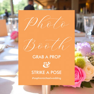 Photo Booth Orange White Wedding  Poster
