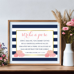 Photo Booth Poster Sign Midnight Blush Peony