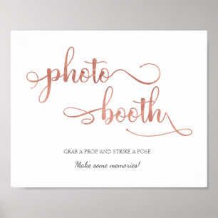"Photo booth" Rose Gold White Trendy Wedding Sign