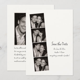 Photo Booth Strip Handwritten Minimal Wedding Fun Save The Date