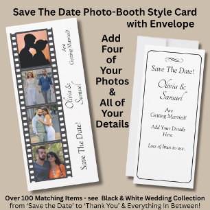 Photo Booth Style Save The Date Black White Card