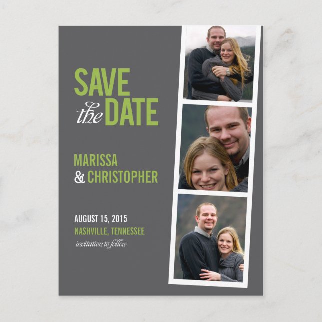 Photo Booth Style Save The Date Card (Front)