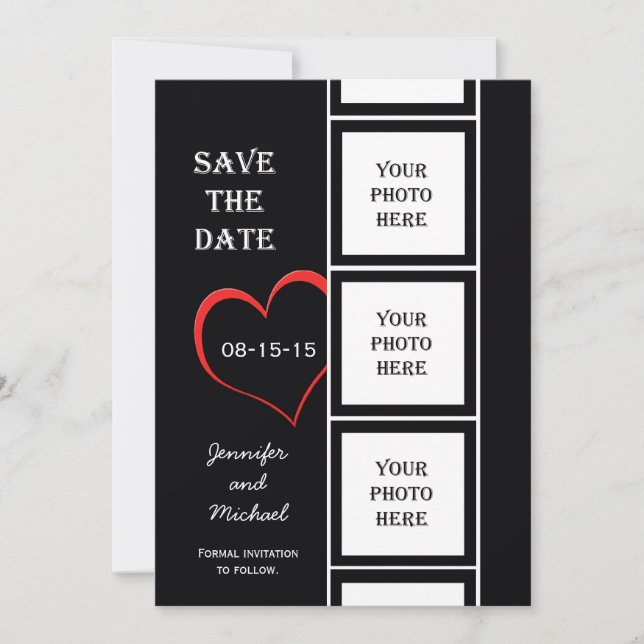 Photo Booth Style Save the Date Invitation Card (Front)