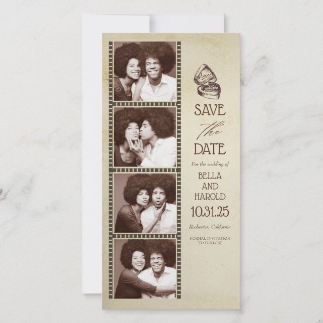 Photo Booth Themed Vintage Save the Date (Front)