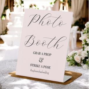 Photo Booth Wedding Blush Pink Pedestal Sign