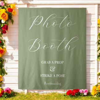Photo Booth Wedding Sage Green Tapestry