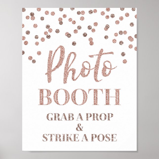 Photo Booth Wedding Sign Rose Gold Confetti (Front)