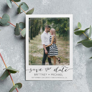 Photo Border Modern White Save the Date
