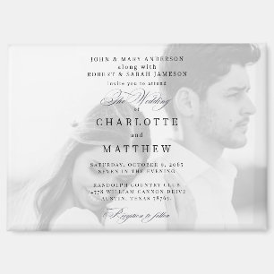 Photo Both Parents Black & White Wedding Magnet