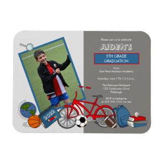 Photo Boy Elementary Graduation Party Invitation Magnet