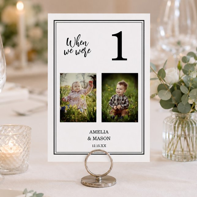 Photo Bride & Groom Age Wedding Table Number Card (Photo Bride & Groom Age Wedding Table Number Card)