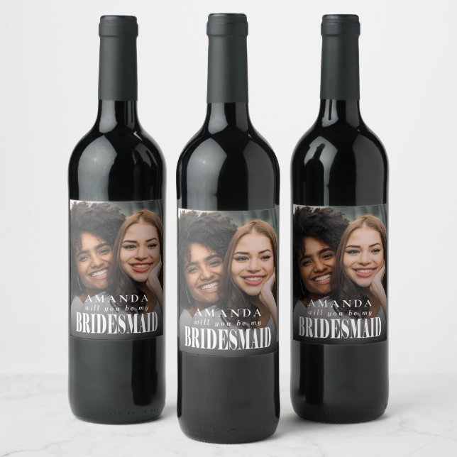 Photo Bridesmaid Proposal Wine Label (Bottles)