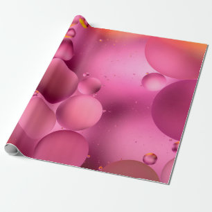 photo, bright oily drops in water with colourful b wrapping paper