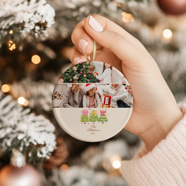 Photo Bright Ribbon Trees Holiday Family Ceramic Tree Decoration (Creator Uploaded)