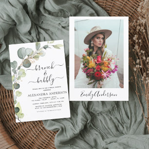 Photo Brunch & Bubbly Bridal Shower Eucalyptus Invitation