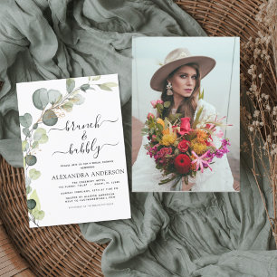 Photo Brunch & Bubbly Bridal Shower Eucalyptus Invitation