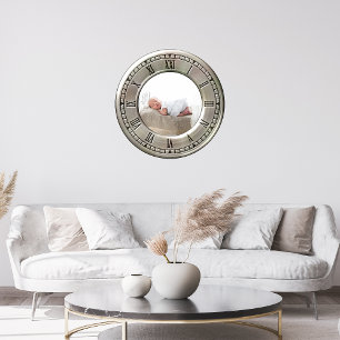 Photo Brushed Nickel Roman Numeral Large Clock