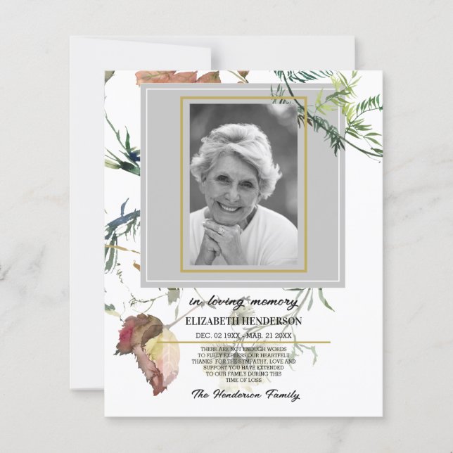 PHOTO Budget Sympathy In Loving Memory. (Front)