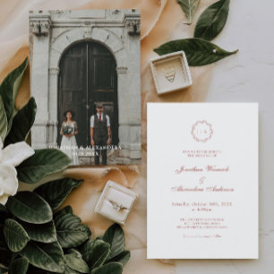 Photo Burgundy Christmas Wedding Invitation