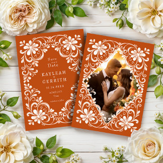 Photo Burnt Orange Shabby Chic Save The Date