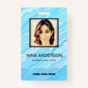 Photo Business Badge Blue Background ID Badge