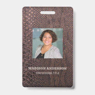 Photo Business Brown Snakeskin  ID Badge