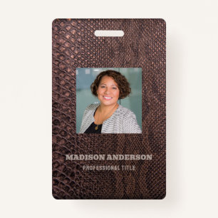 Photo Business Brown Snakeskin  ID Badge