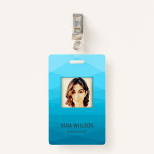 Photo Business ID On Blue Polygonal ID Badge